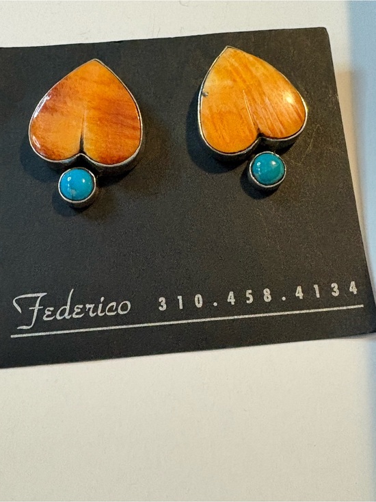 Fredrico Jimenez Jewelry - Orange Heart and Turquoise Accent Earrings